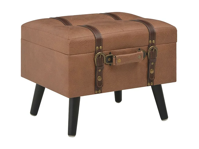 Tabouret de rangement 40cm Marron Similicuir