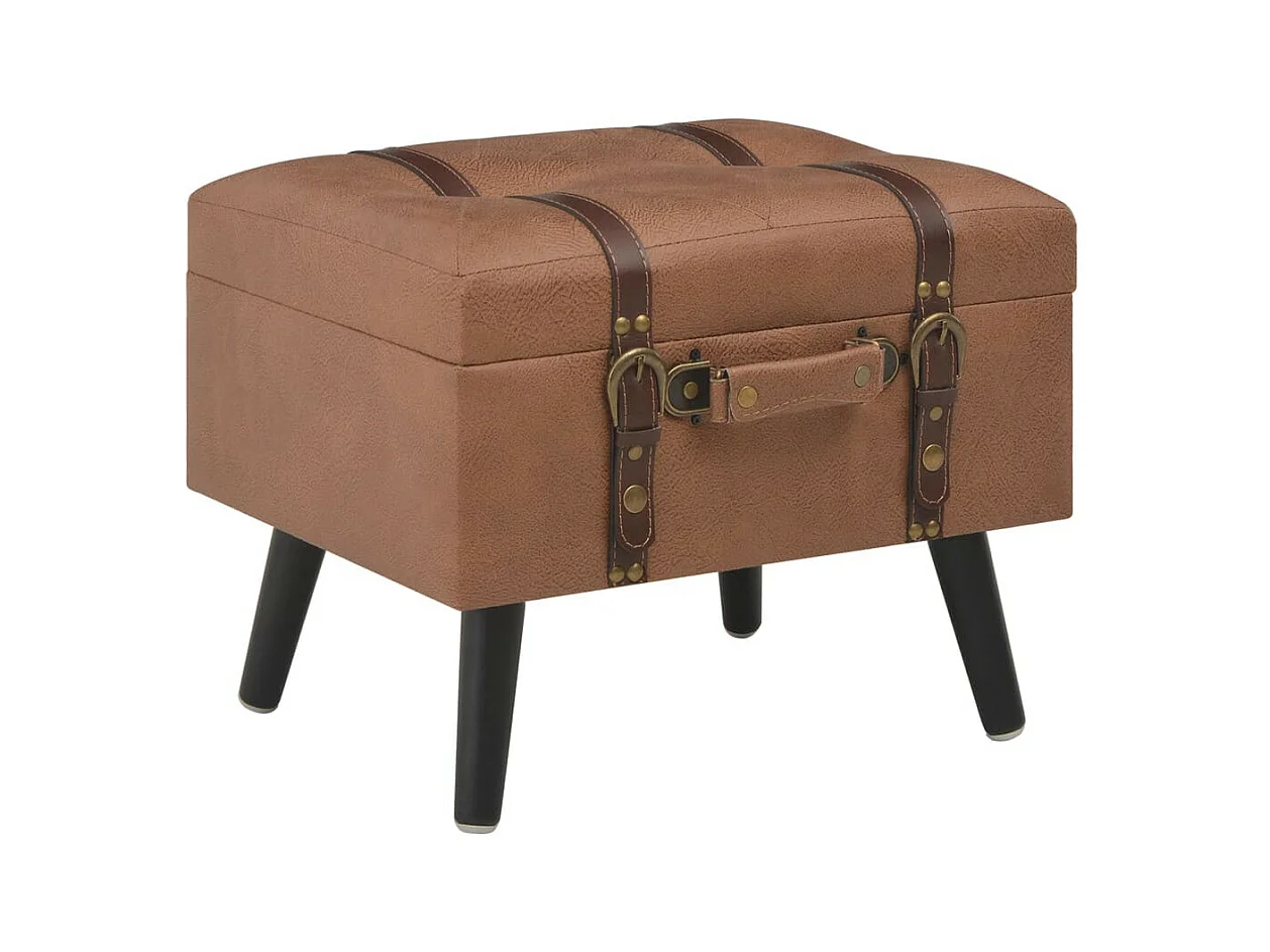 Tabouret de rangement 40cm Marron Similicuir