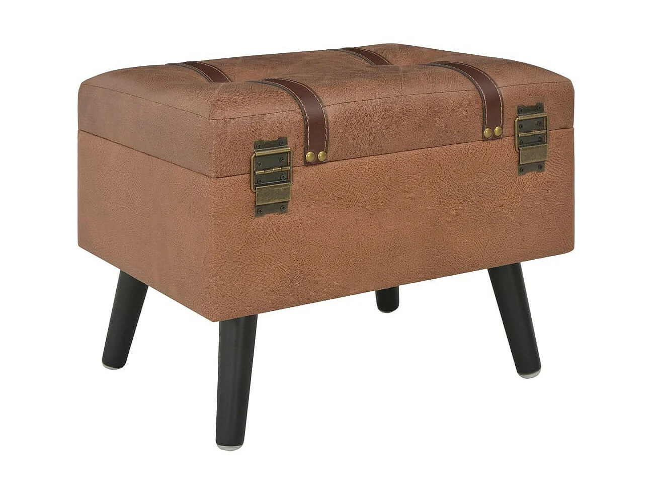 Tabouret de rangement 40cm Marron Similicuir