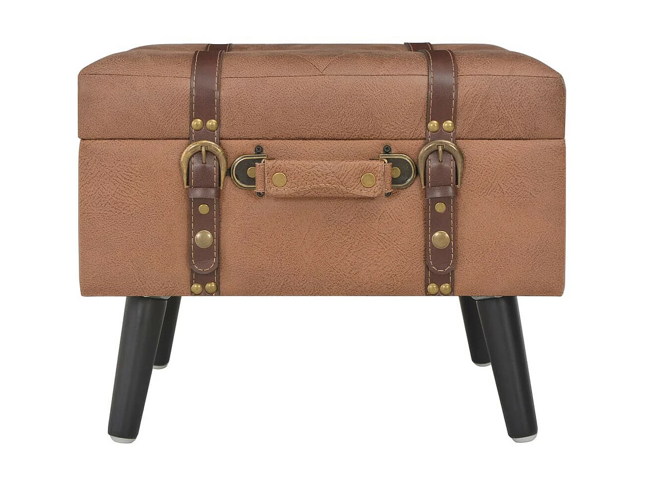 Tabouret de rangement 40cm Marron Similicuir