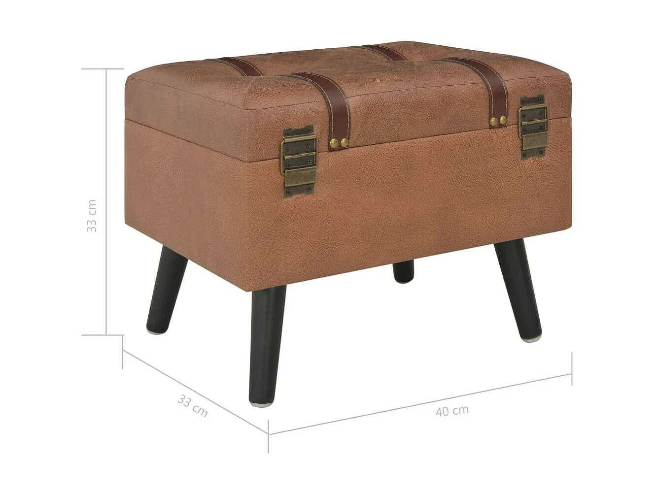 Tabouret de rangement 40cm Marron Similicuir