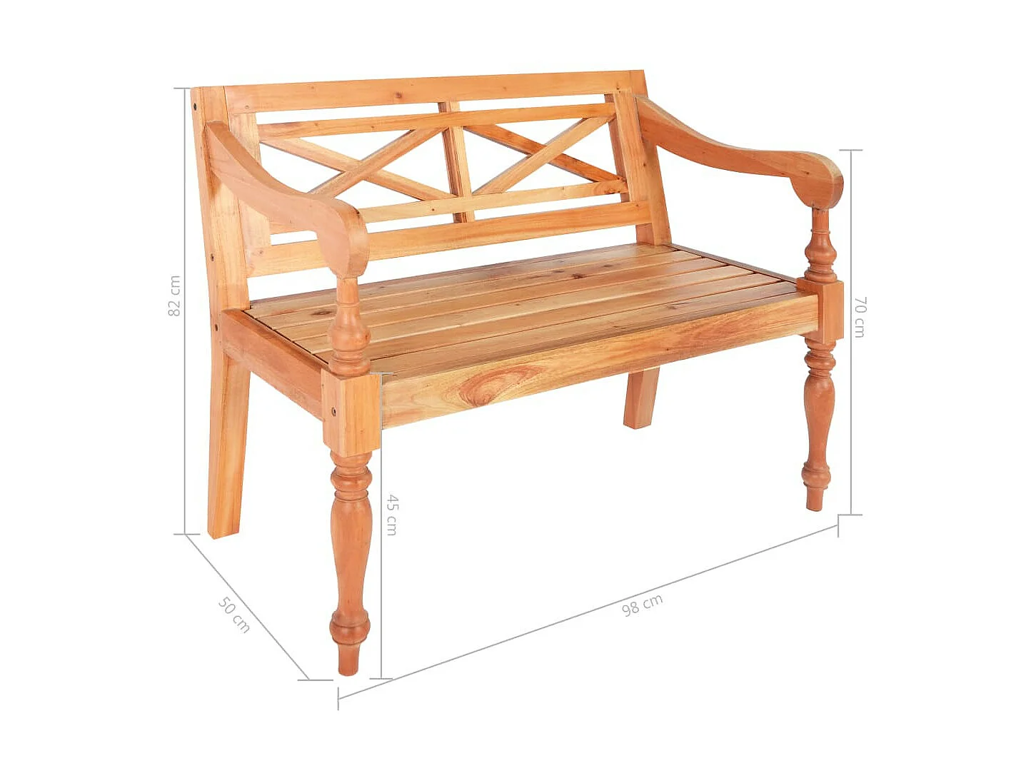 Banc bois acajou massif clair Gardene 98cm
