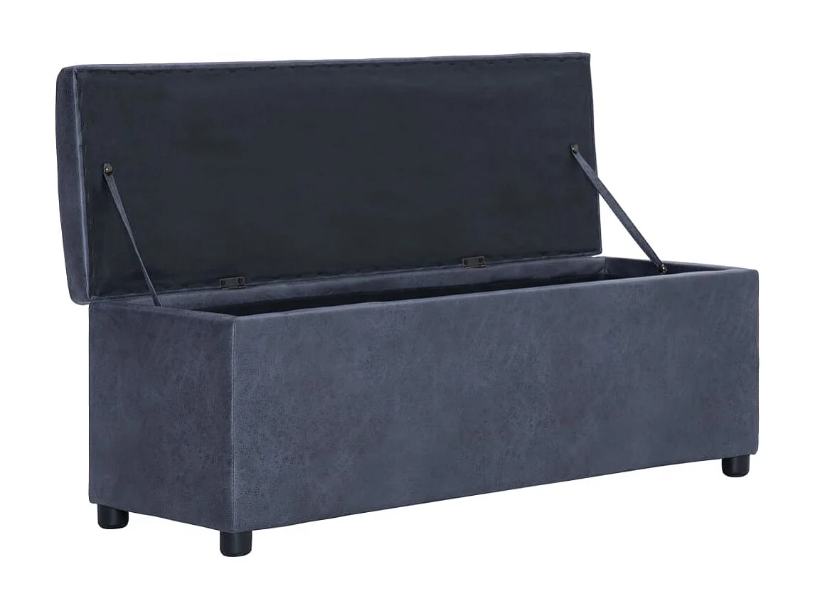 Banc avec compartiment de rangement 116cm Gris Similicuir daim