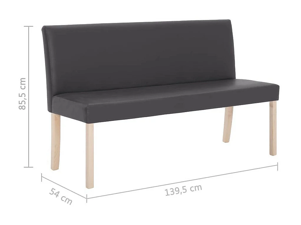 Banc 139,5cm Gris Similicuir Riza