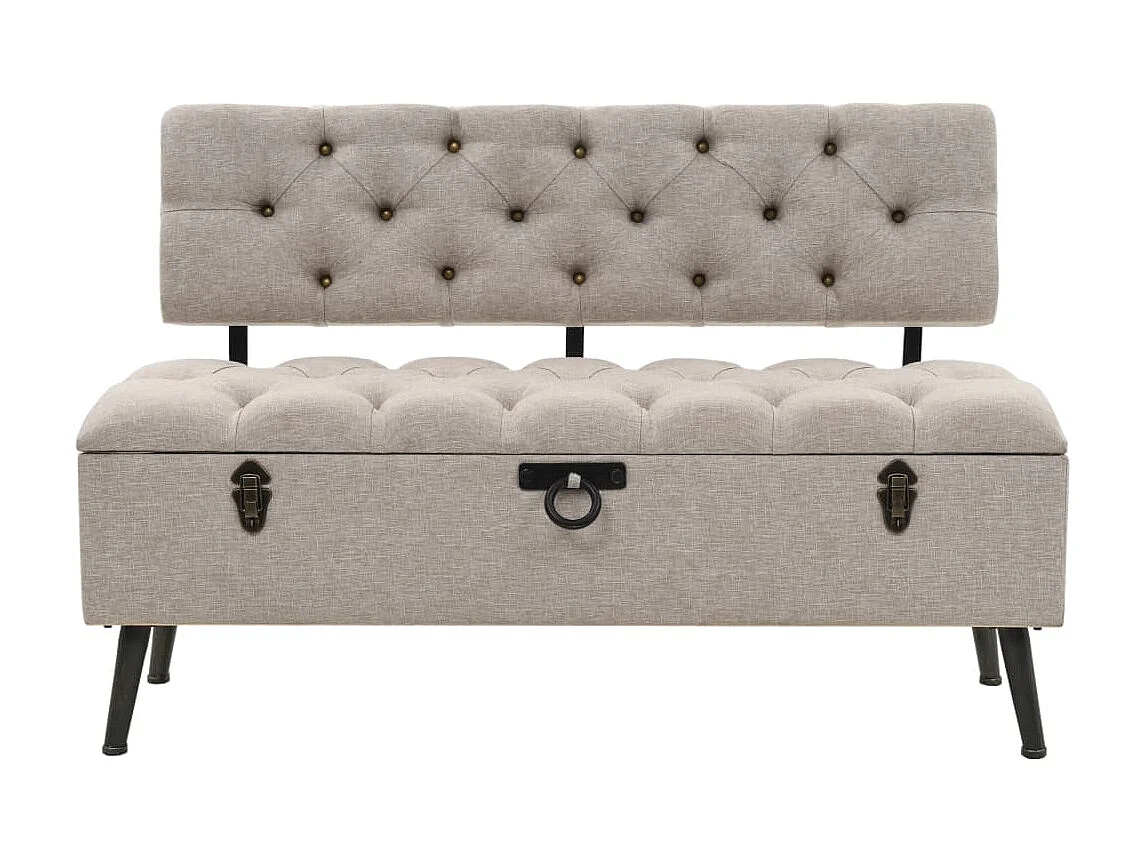Banc de rangement avec dossier 110cm Crème Tissu
