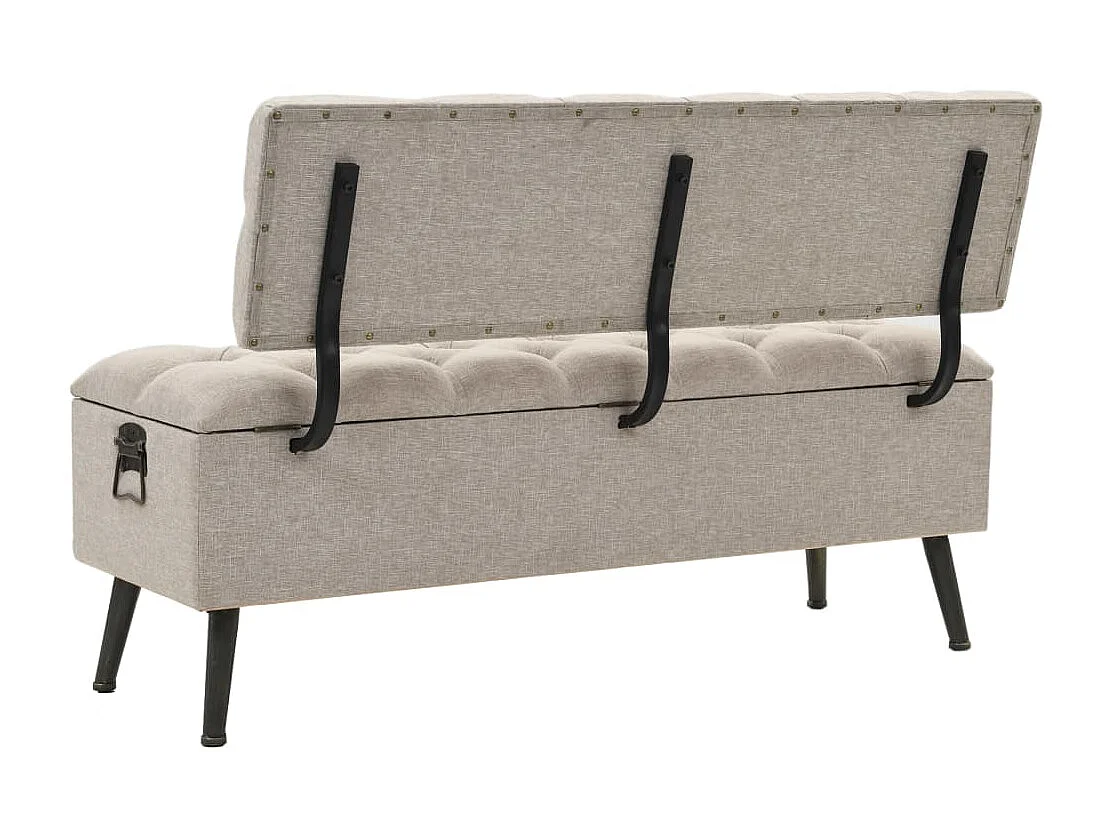 Banc de rangement avec dossier 110cm Crème Tissu