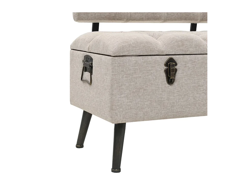 Banc de rangement avec dossier 110cm Crème Tissu