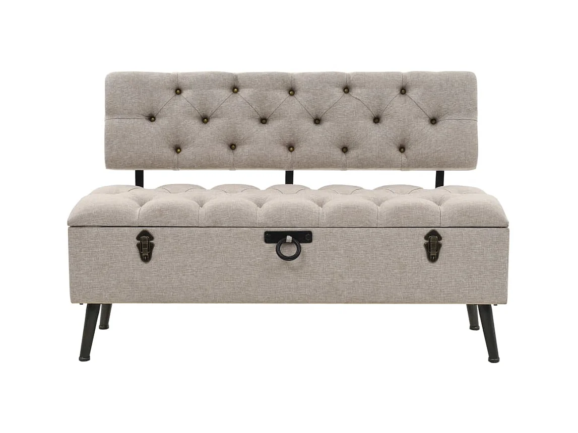 Banc de rangement avec dossier 110cm Crème Tissu