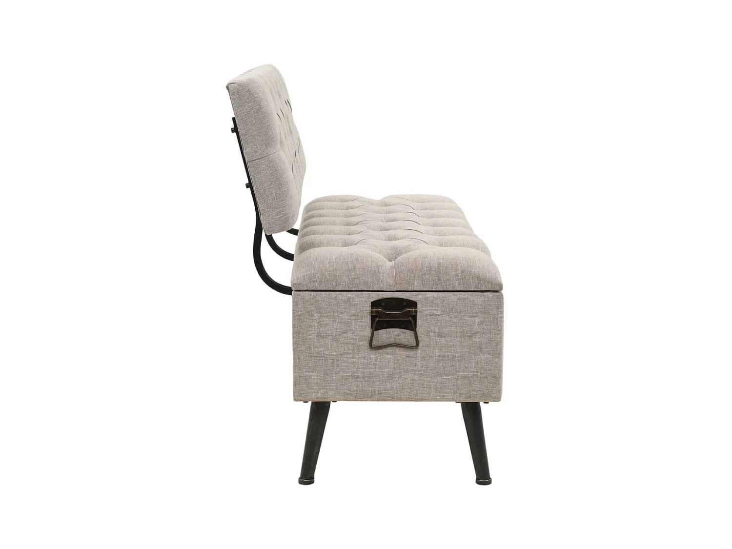 Banc de rangement avec dossier 110cm Crème Tissu