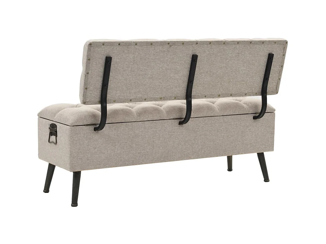 Banc de rangement avec dossier 110cm Crème Tissu
