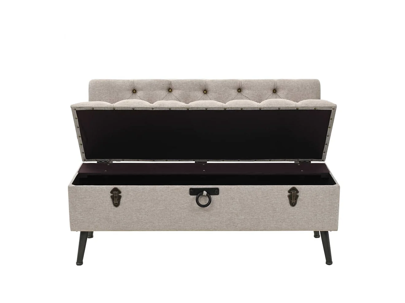 Banc de rangement avec dossier 110cm Crème Tissu