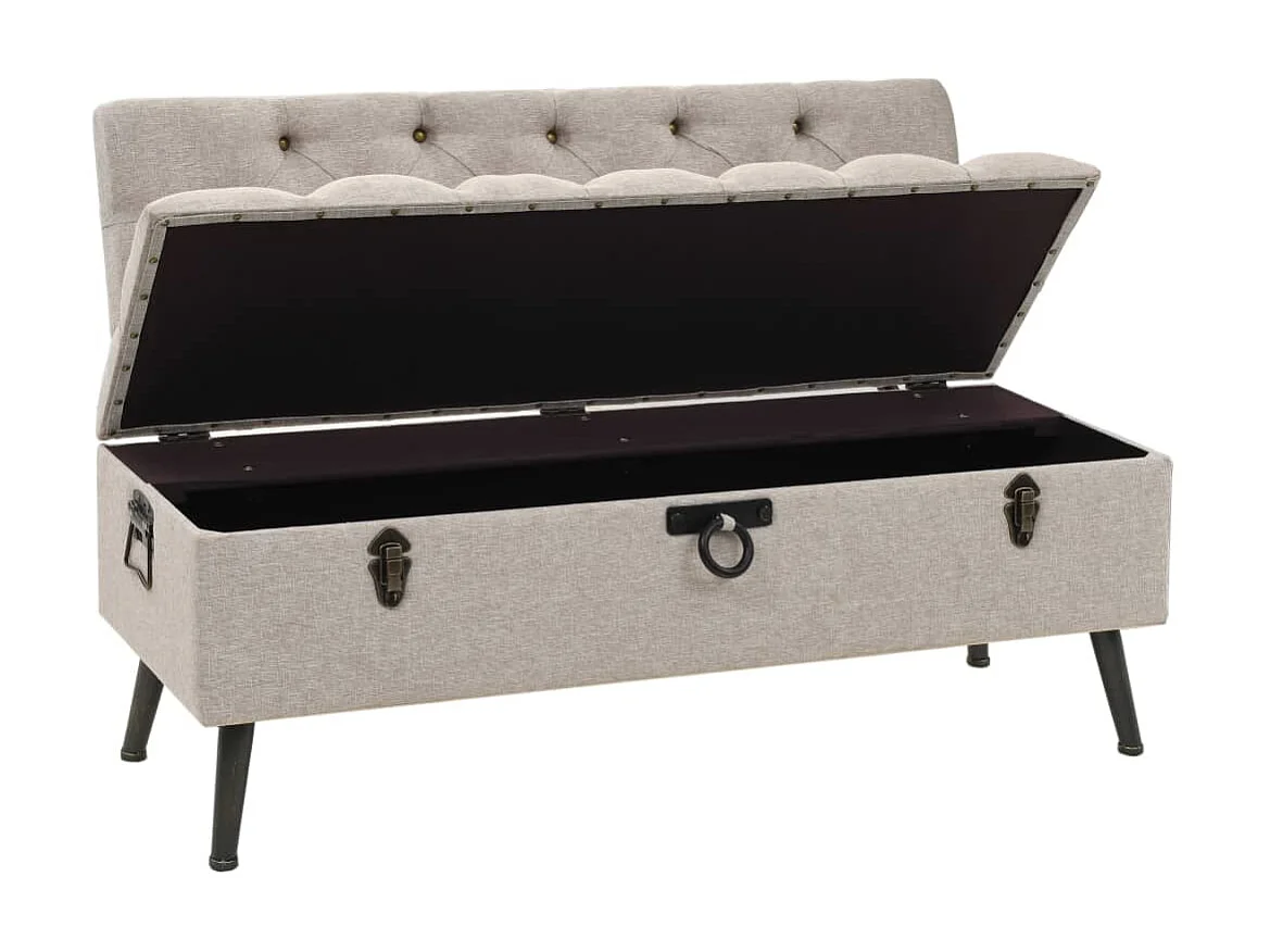 Banc de rangement avec dossier 110cm Crème Tissu