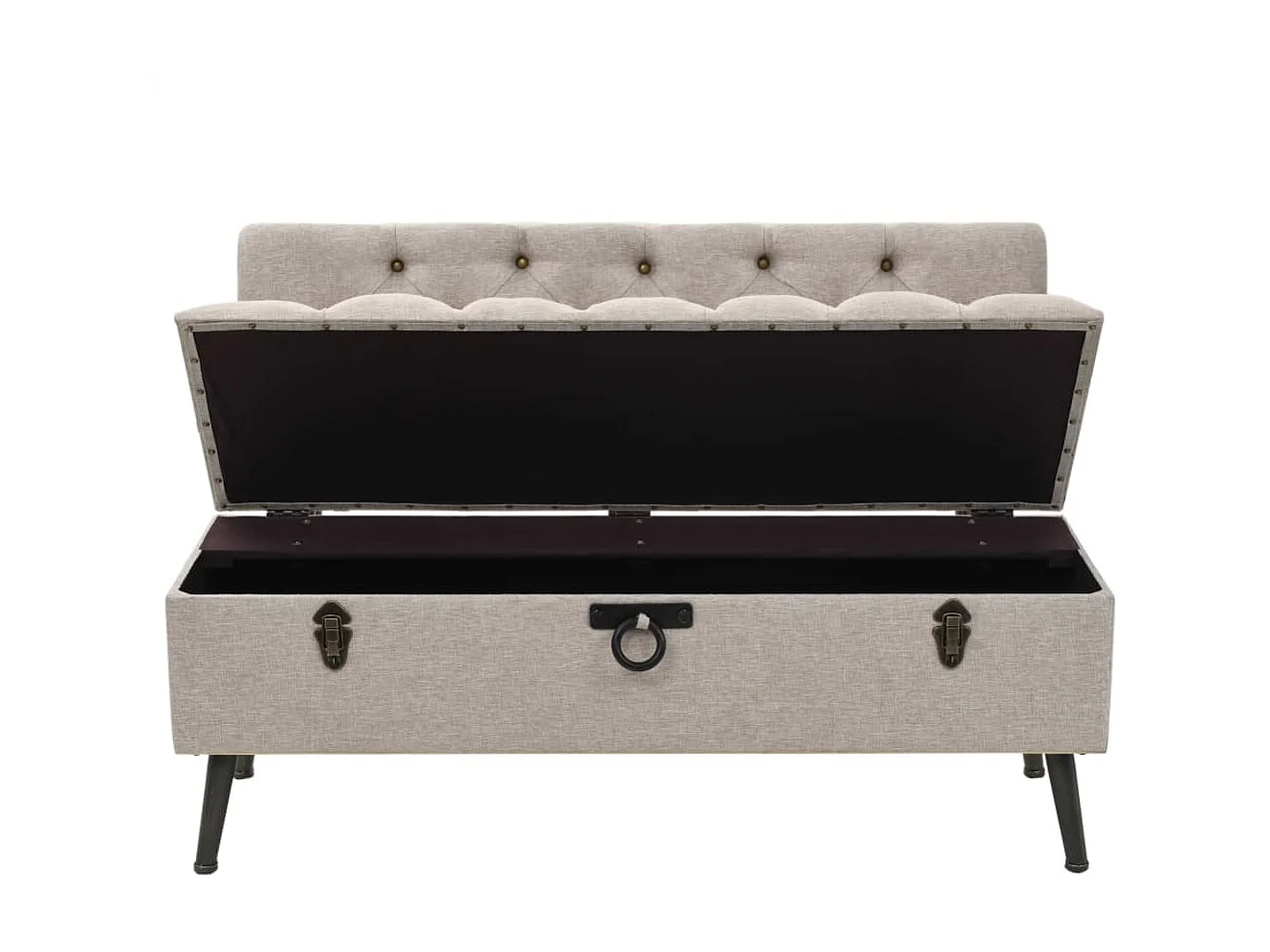 Banc de rangement avec dossier 110cm Crème Tissu