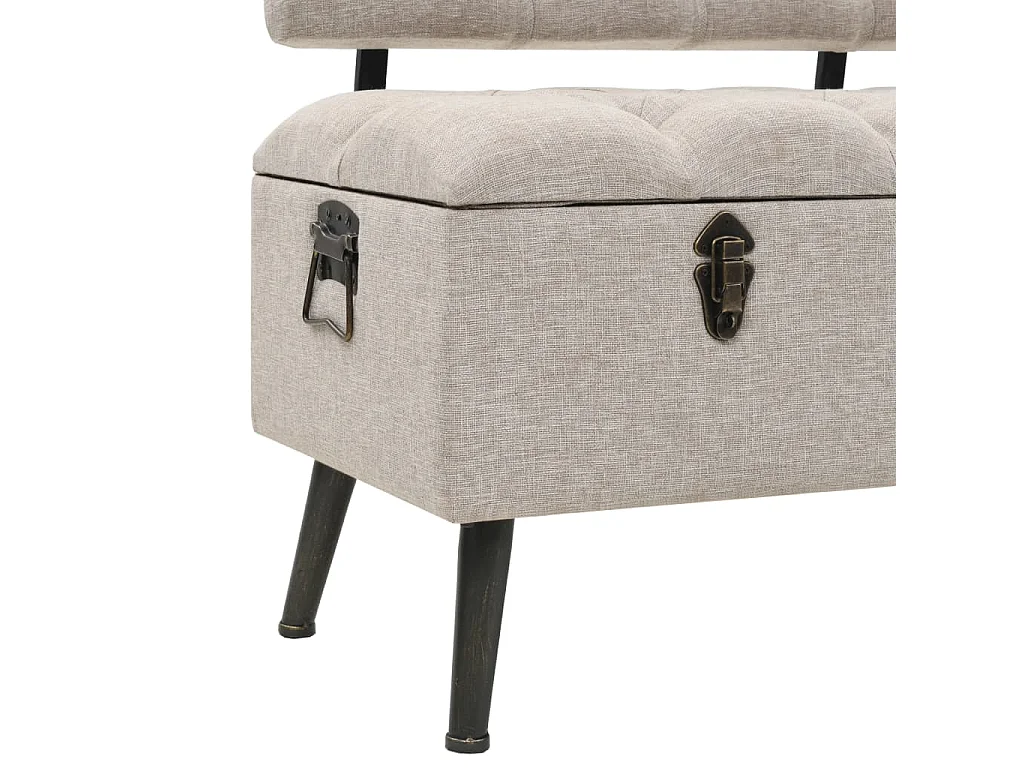Banc de rangement avec dossier 110cm Crème Tissu