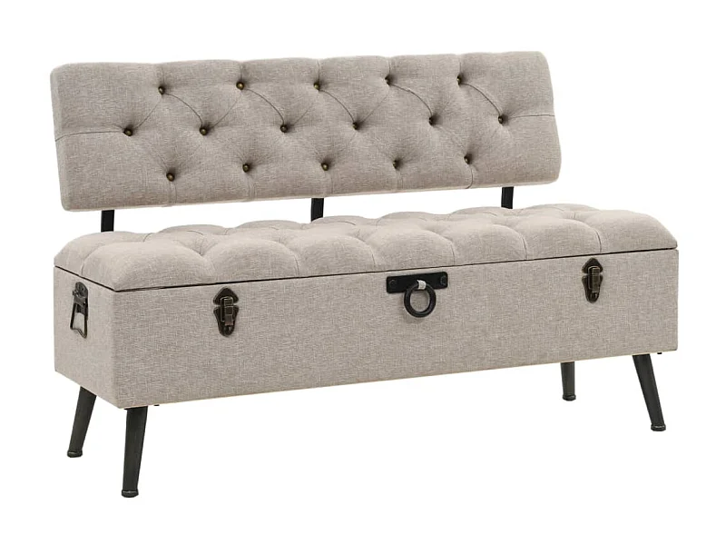 Banc de rangement avec dossier 110cm Crème Tissu
