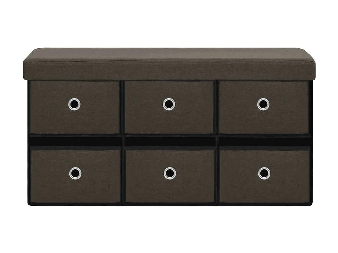 Banc de rangement pliable Marron foncé 76x38x38 Faux lin