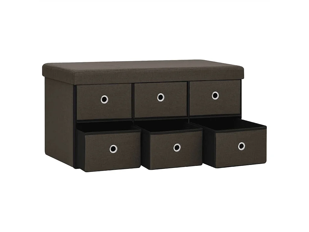 Banc de rangement pliable Marron foncé 76x38x38 Faux lin