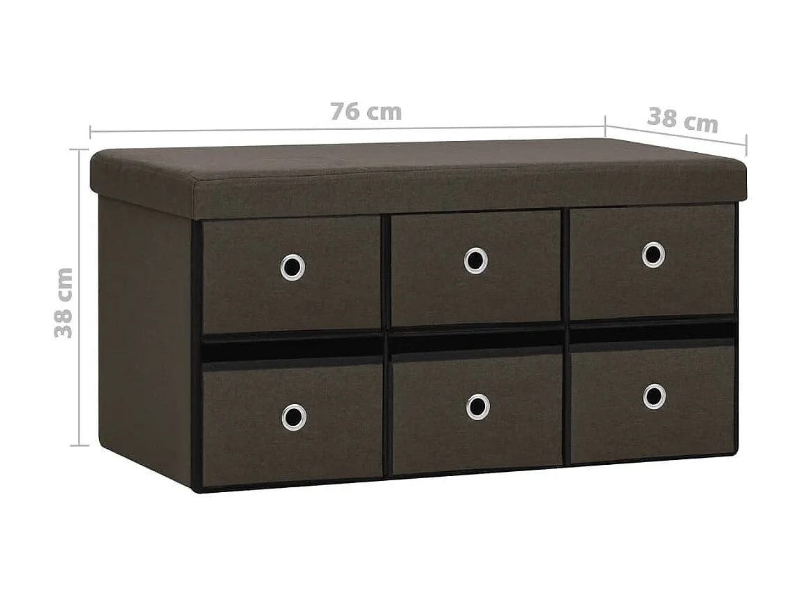 Banc de rangement pliable Marron foncé 76x38x38 Faux lin