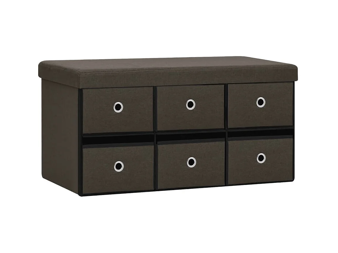Banc de rangement pliable Marron foncé 76x38x38 Faux lin