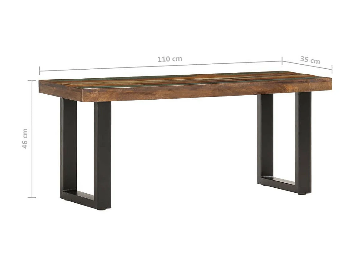 Banc 110cm Bois de récupération solide et acier