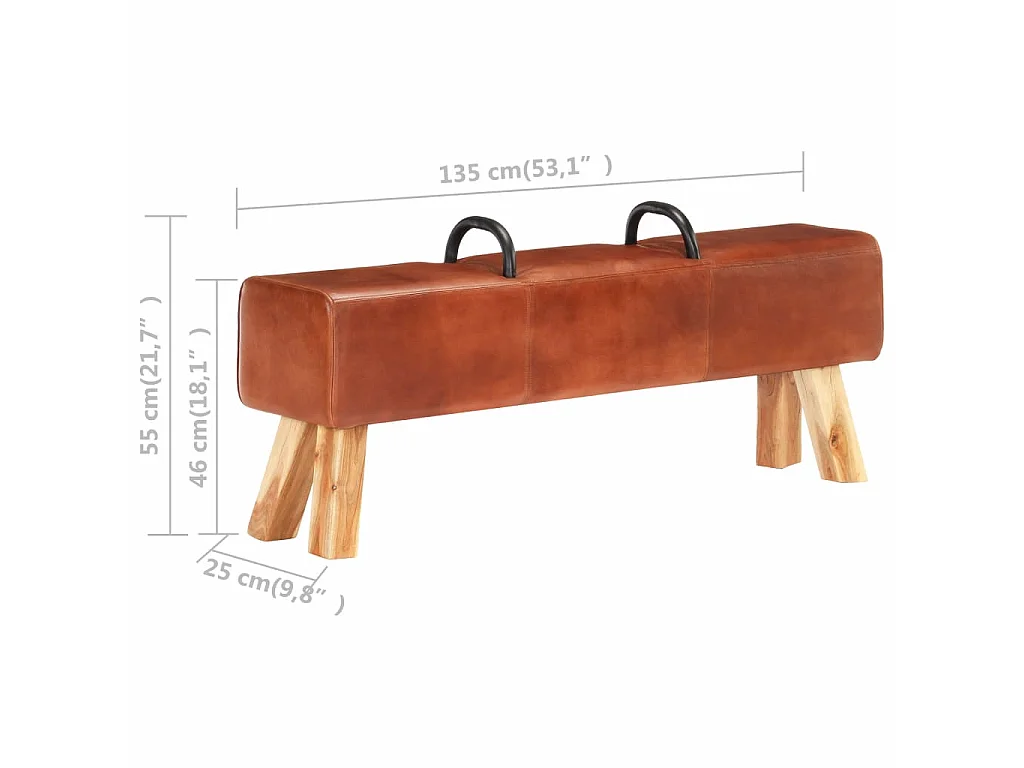 Banc cheval d'arçon vintage Cuir véritable de chèvre