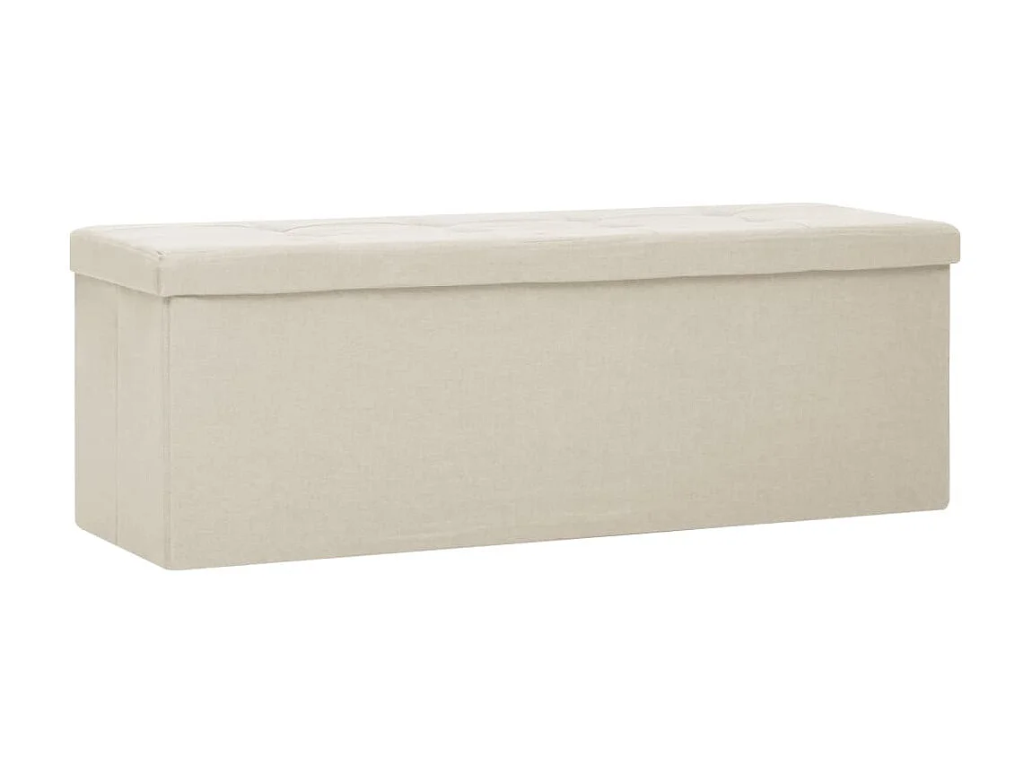Banc de rangement pliable Blanc crème Faux lin