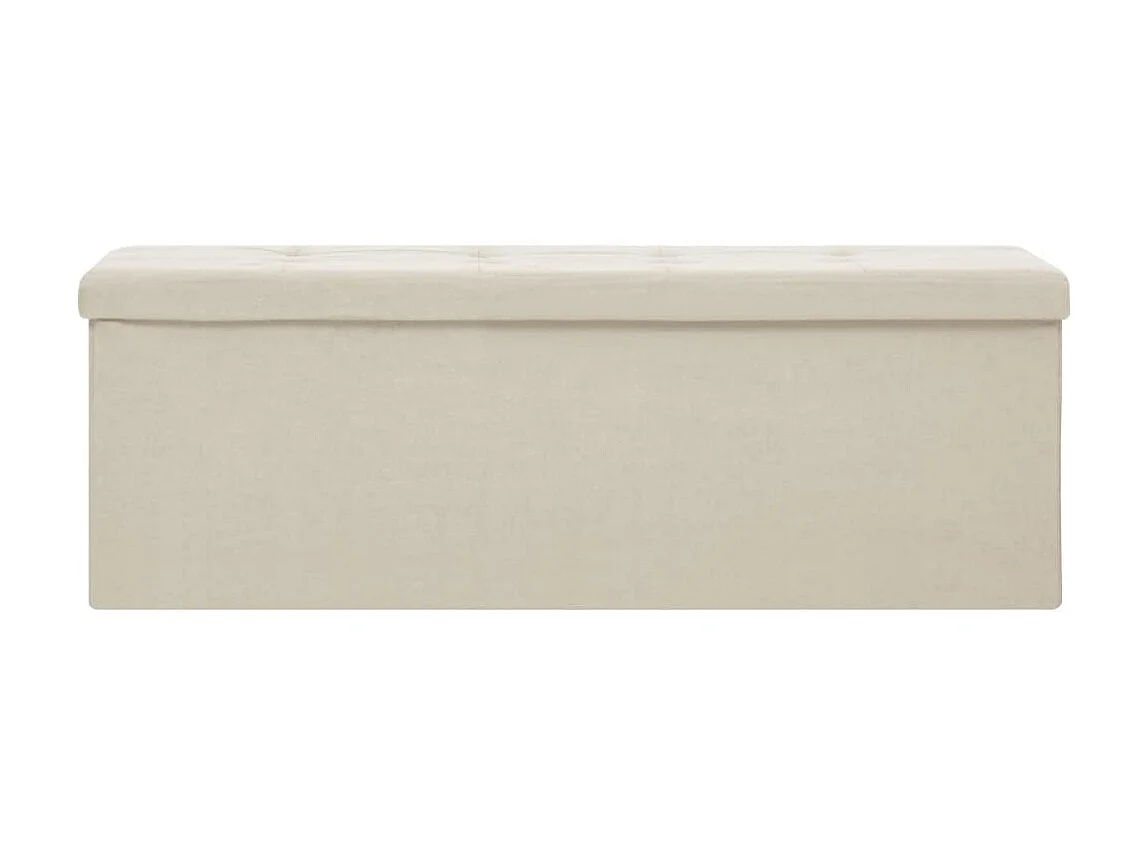 Banc de rangement pliable Blanc crème Faux lin