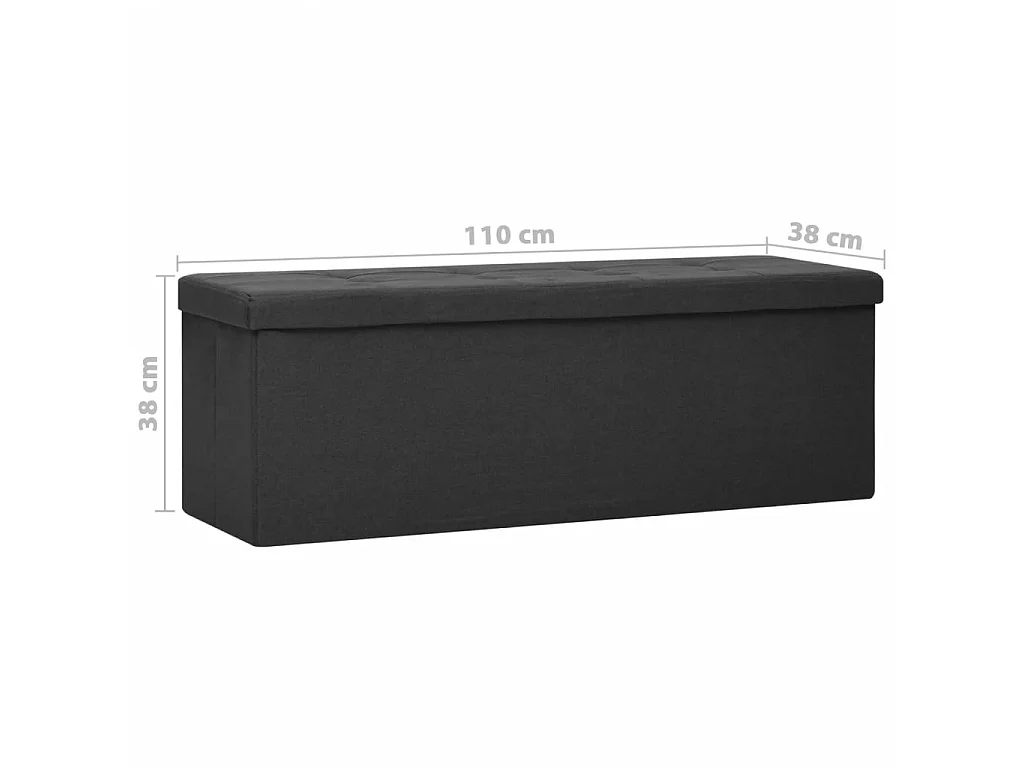 Banc de rangement pliable Noir Faux lin