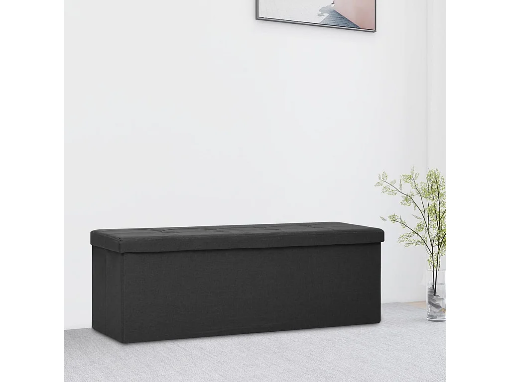Banc de rangement pliable Noir Faux lin