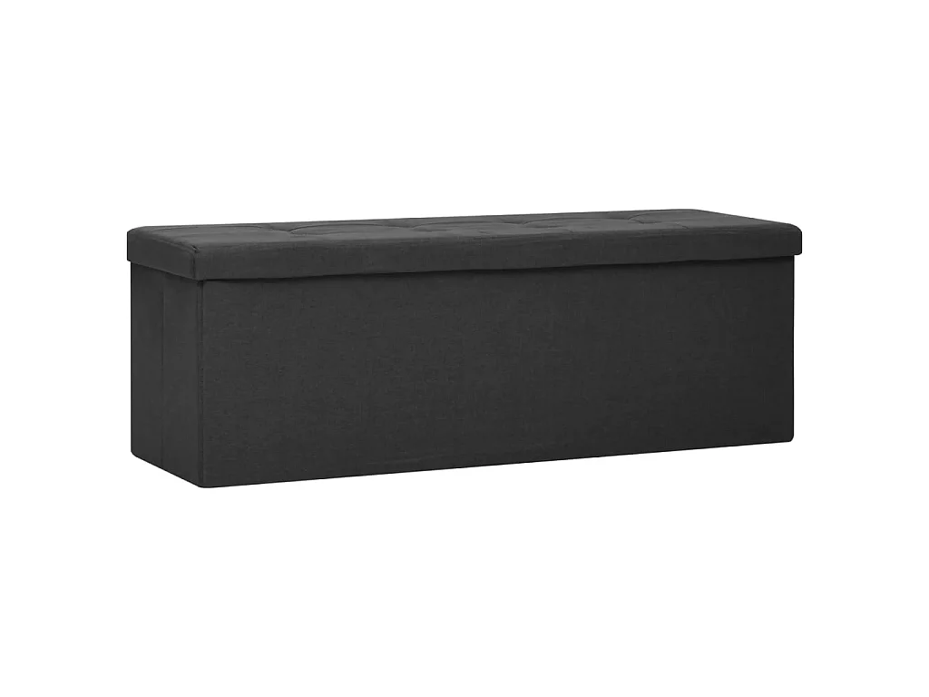 Banc de rangement pliable Noir Faux lin