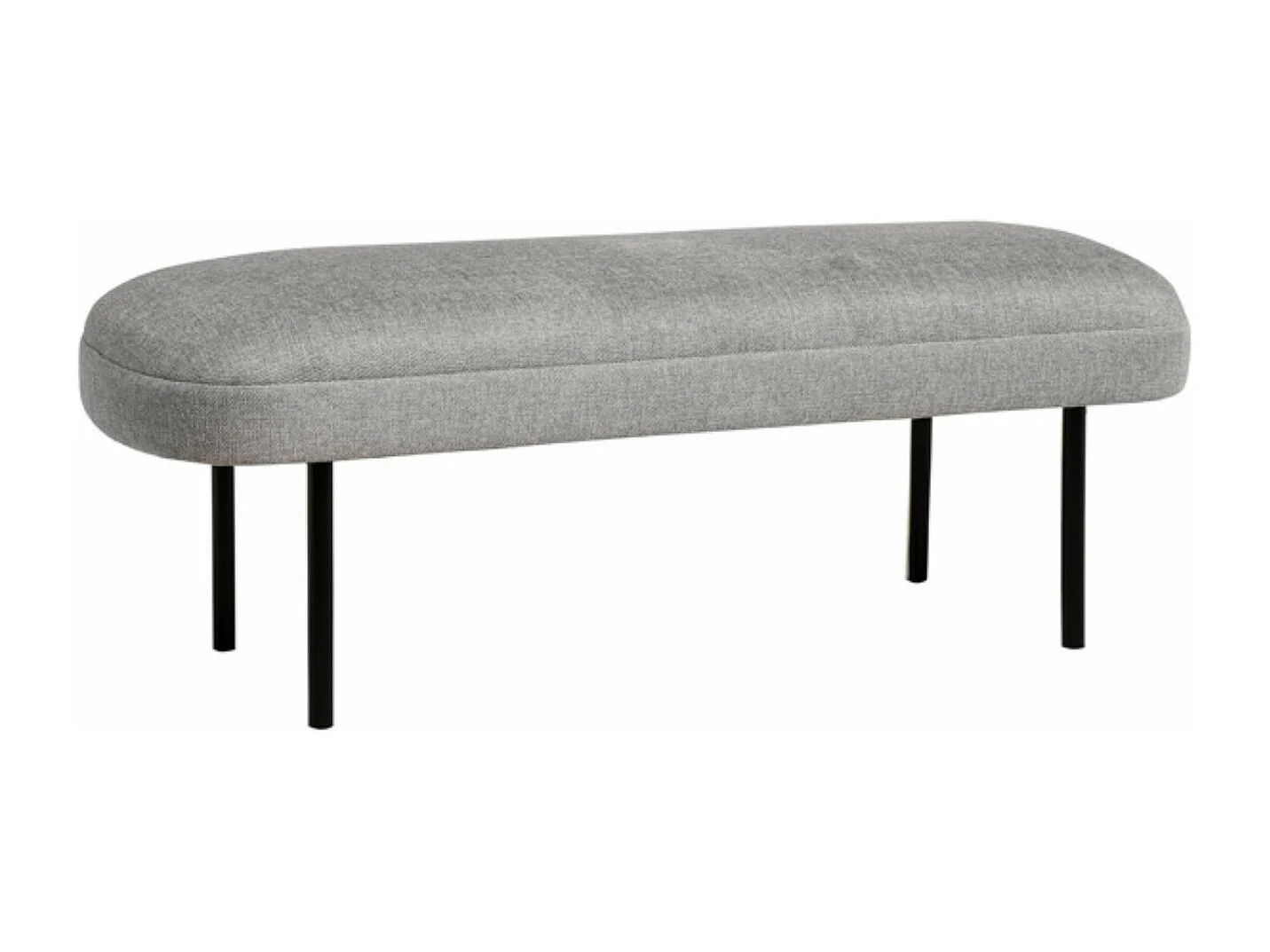 Banc moderne rembourré avec revêtement en tissu et pieds en métal noir Lema-Couleur Gris