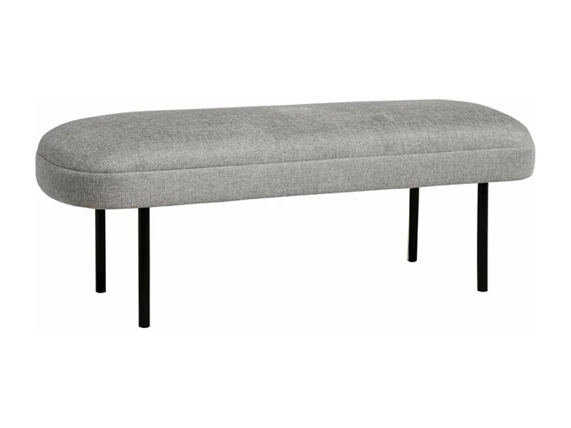 Banc moderne rembourré avec revêtement en tissu et pieds en métal noir Lema-Couleur Gris