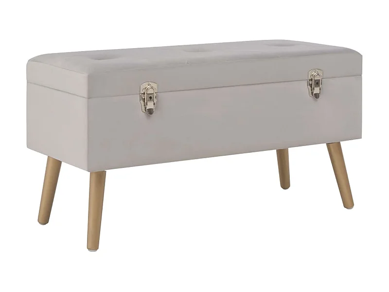 Banc avec compartiment de rangement 80cm Gris Velours