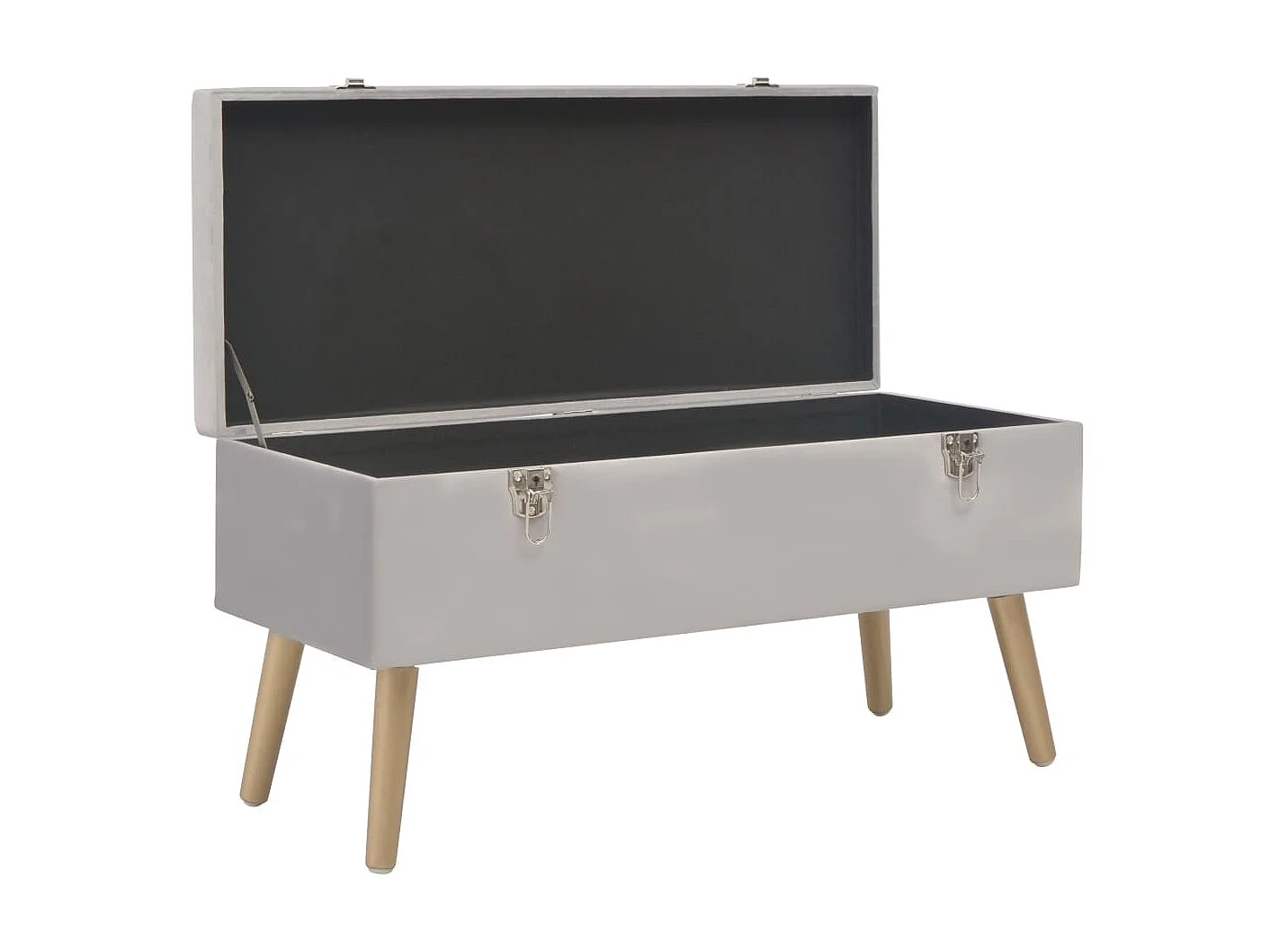 Banc avec compartiment de rangement 80cm Gris Velours