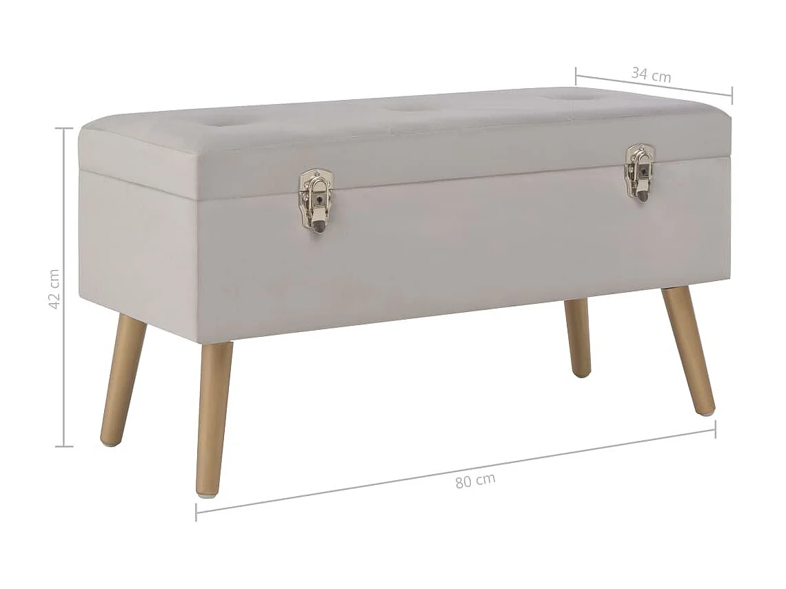 Banc avec compartiment de rangement 80cm Gris Velours