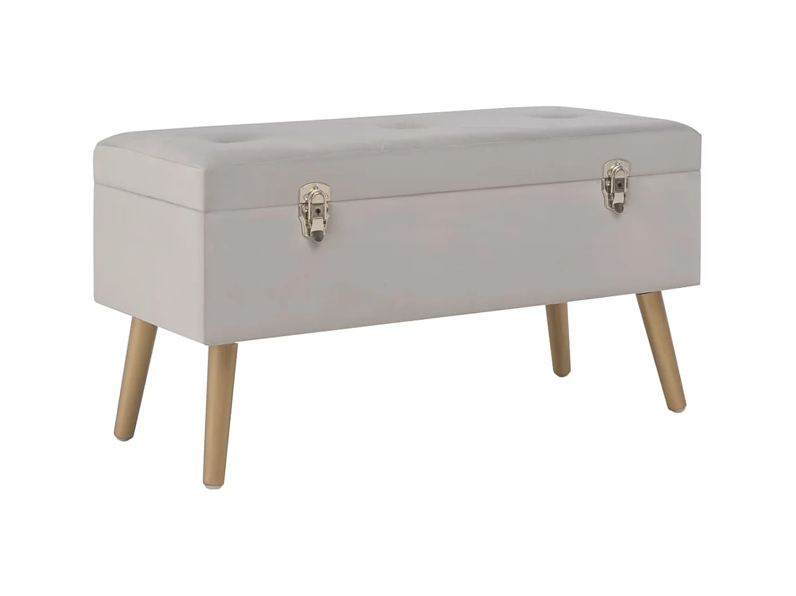 Banc avec compartiment de rangement 80cm Gris Velours