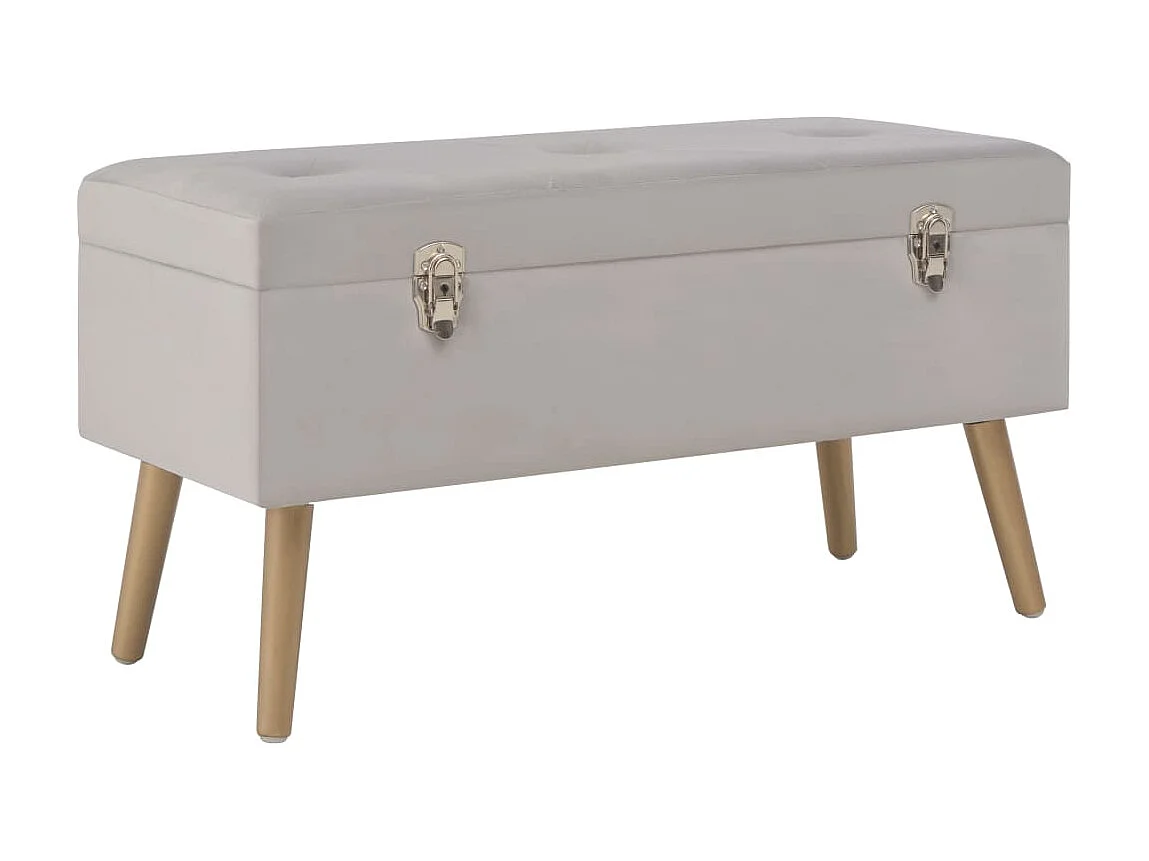 Banco con compartimento de terciopelo gris 80 cm