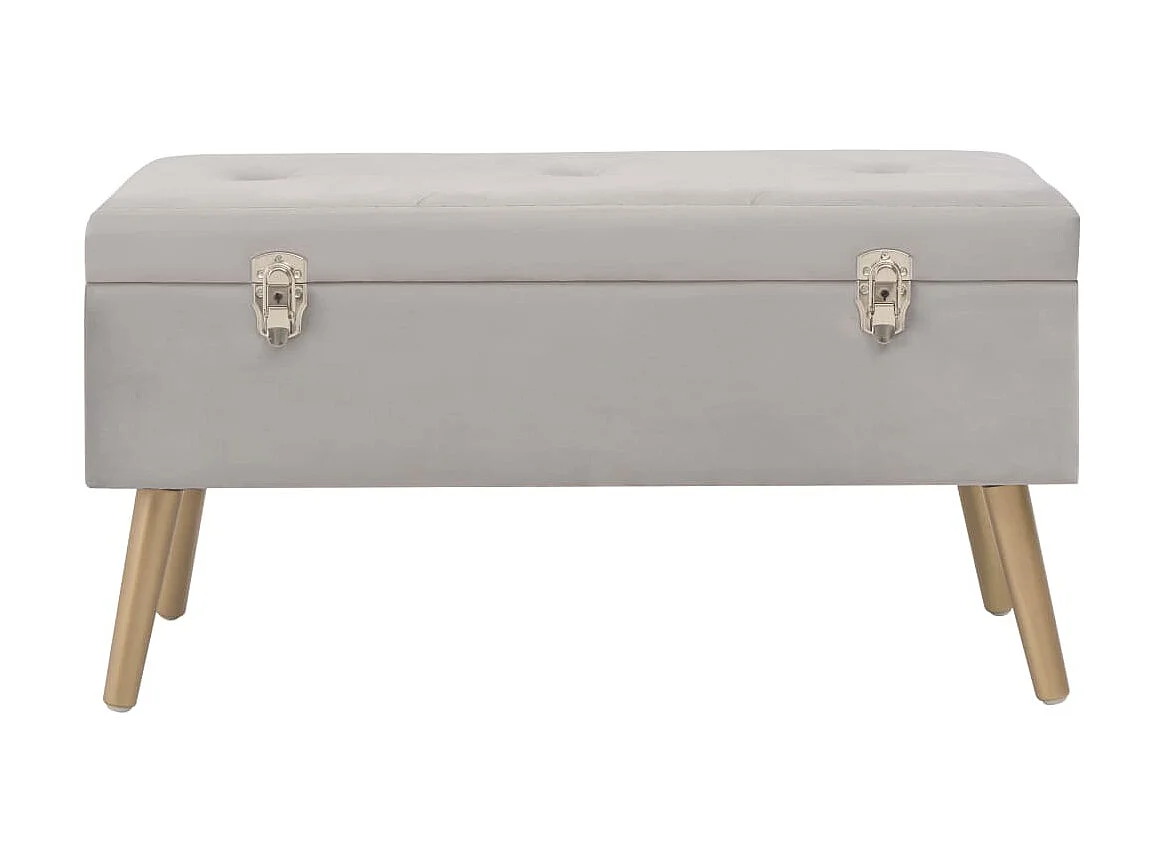 Banco con compartimento de terciopelo gris 80 cm