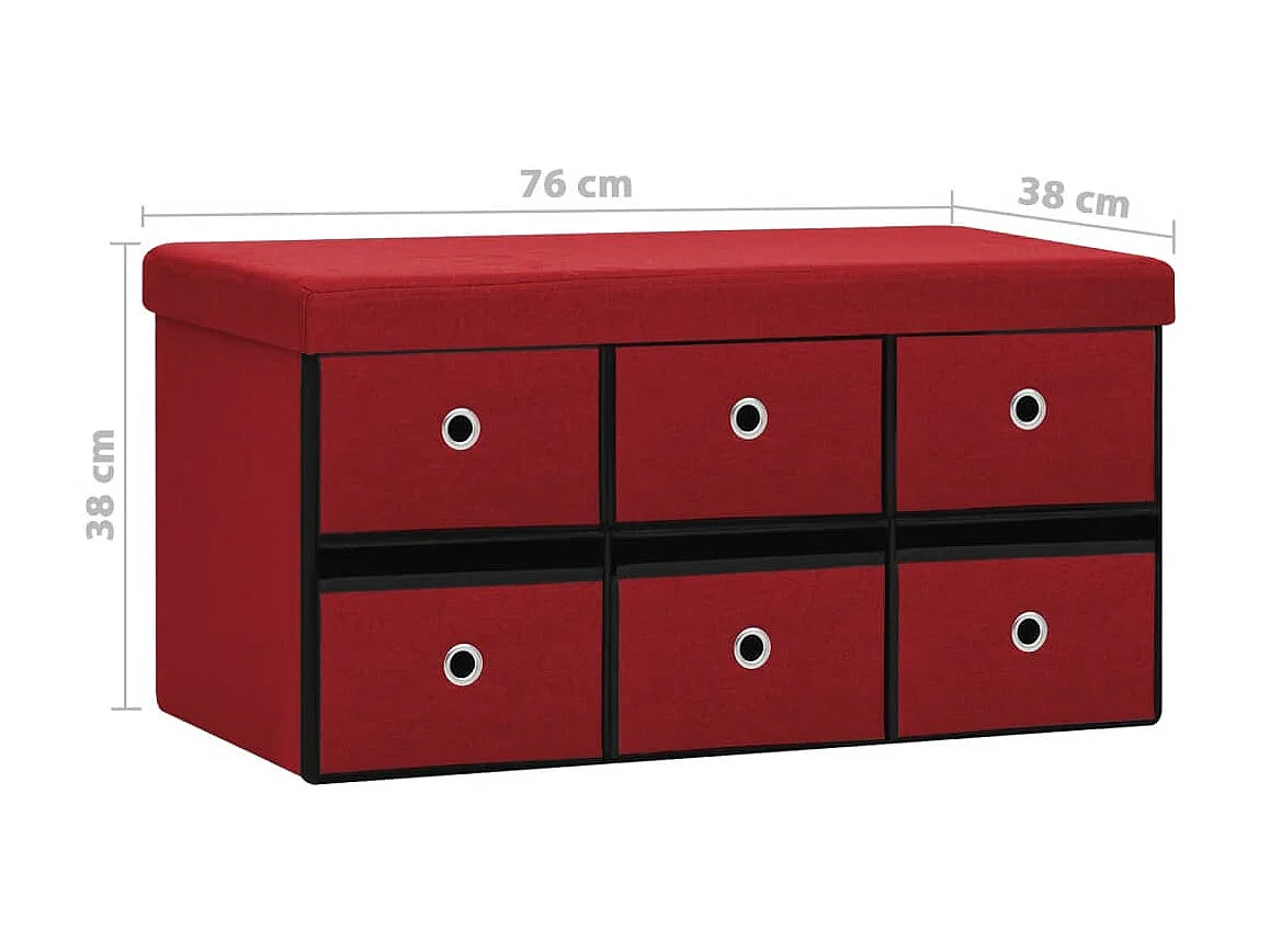 Banc de rangement pliable Bordeaux 76x38x38 Faux lin