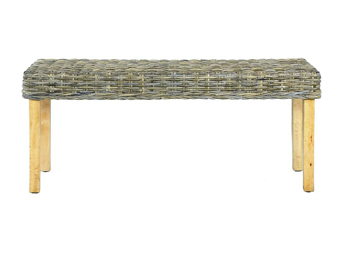 Banc 110cm Rotin naturel kubu et bois de manguier massif