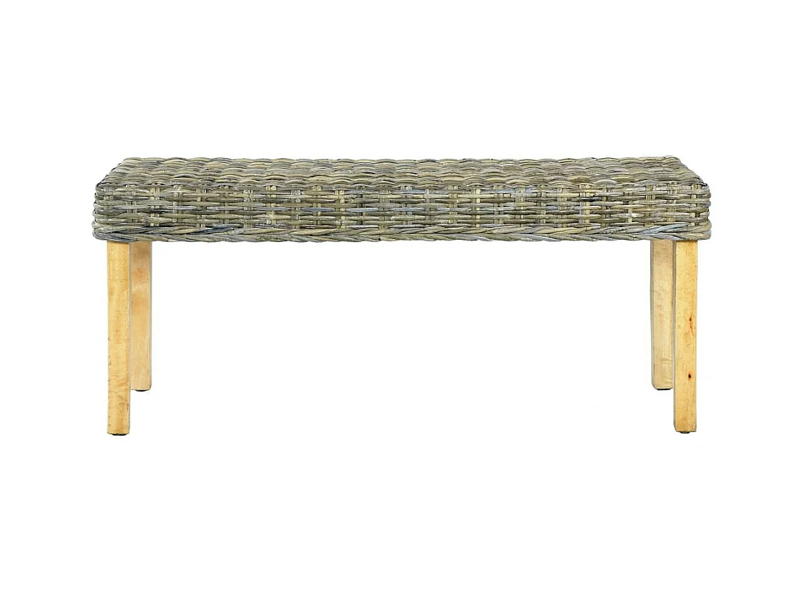 Banc 110cm Rotin naturel kubu et bois de manguier massif