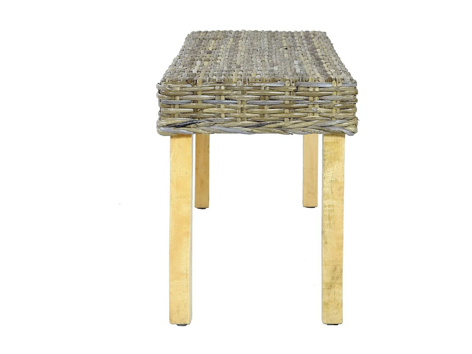 Banc 110cm Rotin naturel kubu et bois de manguier massif