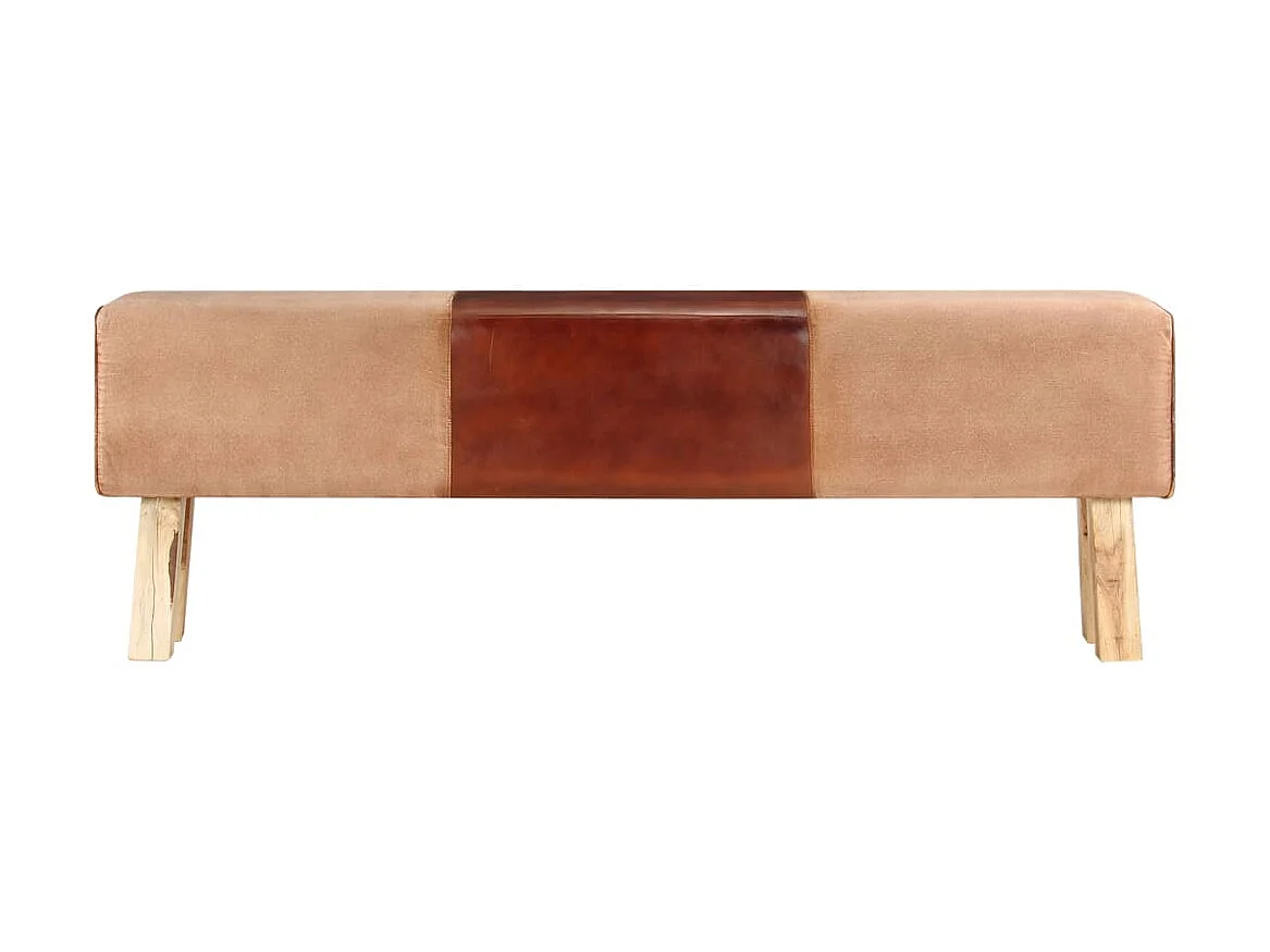 Banc saut de cheval 160cm Marron Cuir véritable et manguier 2