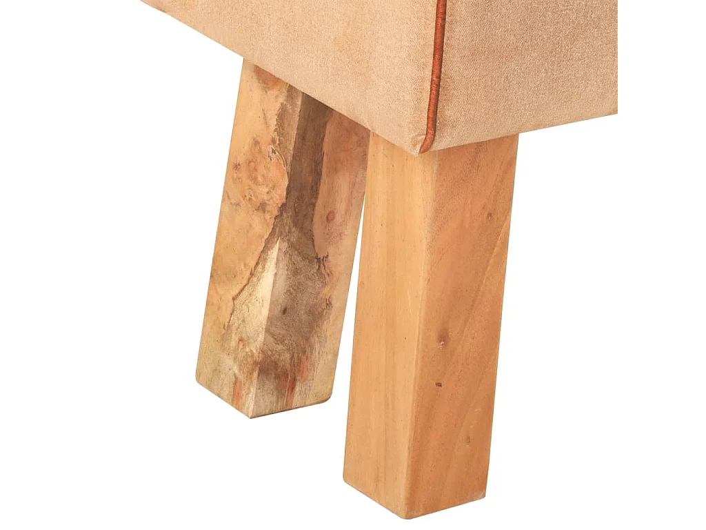 Banc saut de cheval 160cm Marron Cuir véritable et manguier 2