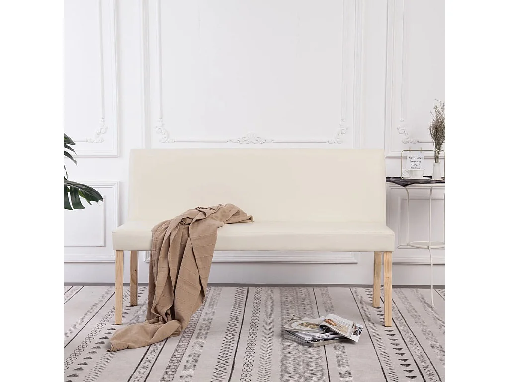 Banc 139,5cm Crème Similicuir Riza