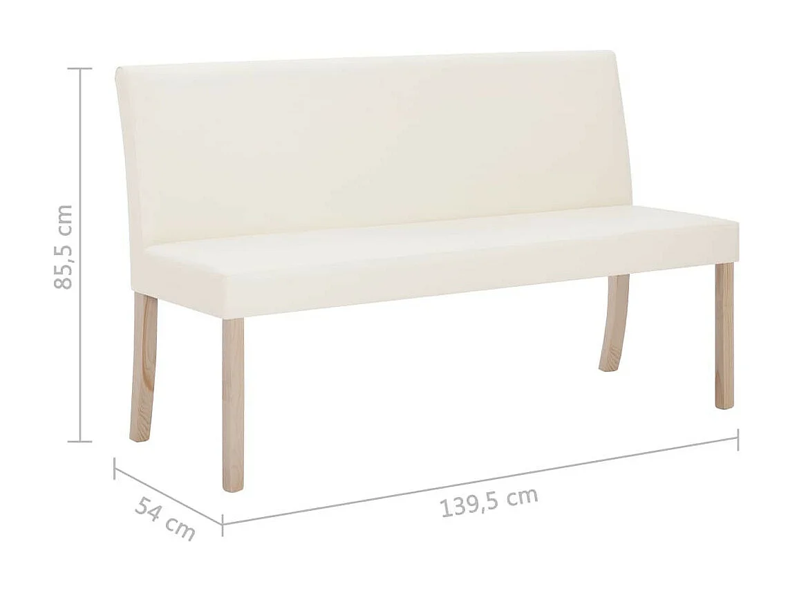 Banc 139,5cm Crème Similicuir Riza