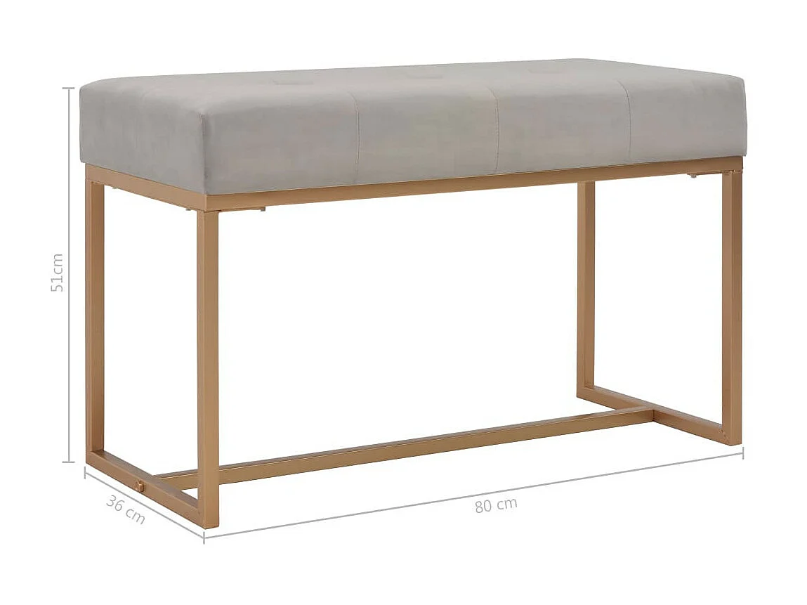 Banc 80cm Gris Velours