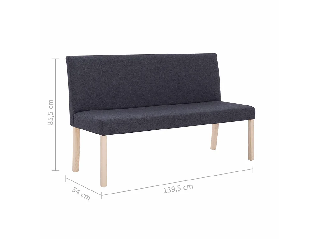 Banc 139,5cm Gris foncé Polyester Riza
