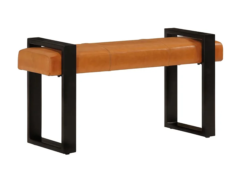 Banc Noir et marron 110cm Cuir de chèvre véritable