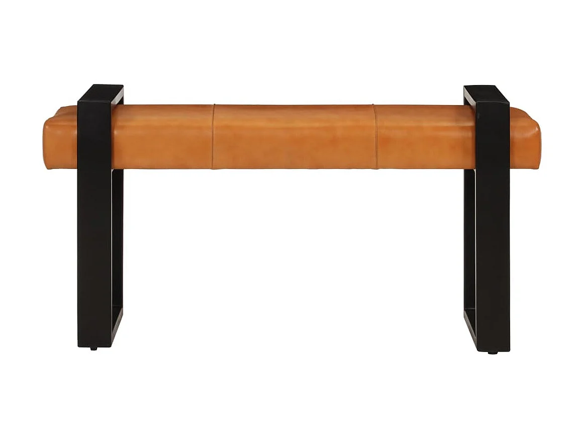 Banc Noir et marron 110cm Cuir de chèvre véritable